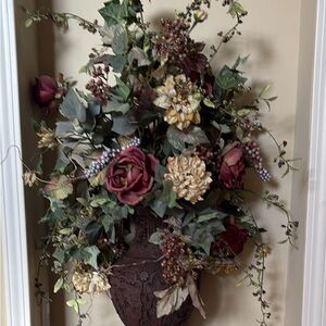 Rustic Burgundy and Cream Faux Floral Arrangement